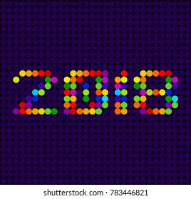 2018 led typographic design, Dotted vector illustration