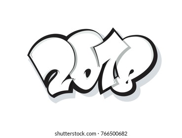 2018 lettering isolated on white. Greeting card design with funny numbers. Vector illustration