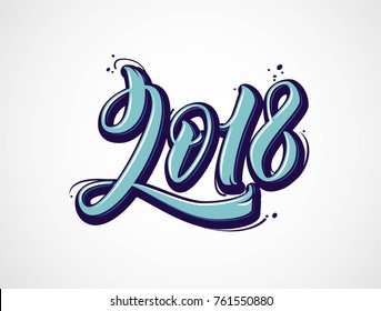 2018 lettering numbers isolated on white. Greeting card design with 3D text. Vector illustration