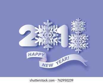 2018 lettering numbers isolated vector, cut out of paper. New year cards, invitations. Vector illustration