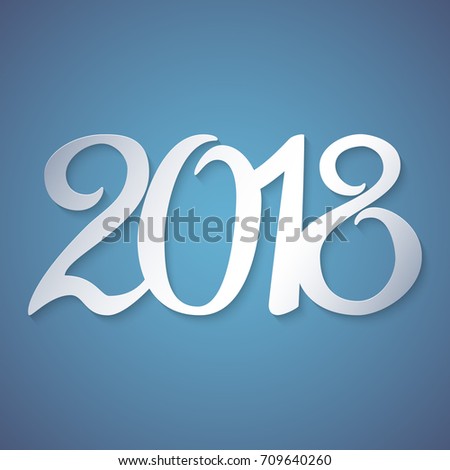 2018 lettering numbers isolated vector, cut out of paper. Template for new year cards, invitations. Image suitable for laser cutting, plotter cutting or printing.