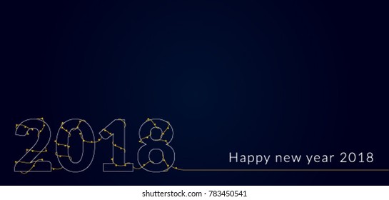 2018 lines vector card on dark blue background