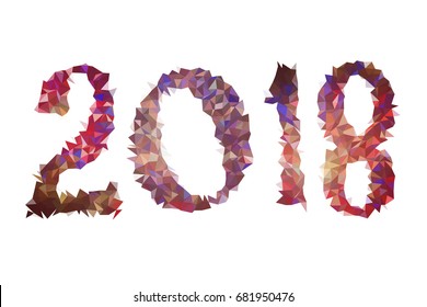 2018 low poly creative text design. For merry christmas and happy new year cards.