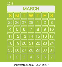 2018 MARCH Calendar Planner Design.