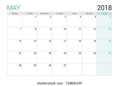 Calendar May 18 Images Stock Photos Vectors Shutterstock