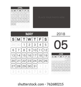 2018 MAY Calendar Planner Design.