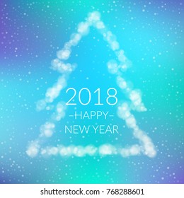 2018 Merry Christmas. Blurred abstract background with snowflake. Vector illustration.