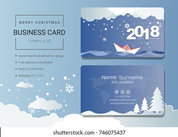 2018 Merry Christmas name card design template, Simple style also modern and elegant with 2018 graphic background, It's fully layered and editable, Easy to customize it to fit your need.