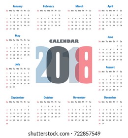2018 Modern calendar template .Vector/illustration