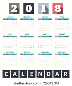 2018 Modern calendar template .Vector/illustration.