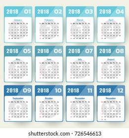 2018 Modern calendar template .Vector/illustration.