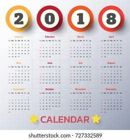 2018 Modern calendar template .Vector/illustration