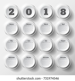 2018 Modern calendar template .Vector/illustration.