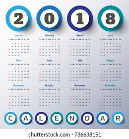 2018 Modern calendar template .Vector/illustration