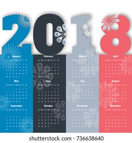 2018 Modern calendar template .Vector/illustration