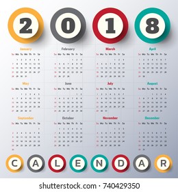 2018 Modern calendar template .Vector/illustration.