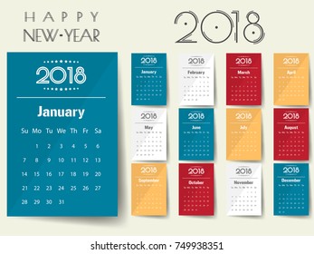 2018 Modern calendar template .Vector/illustration