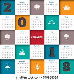 2018 Modern calendar template .Vector/illustration