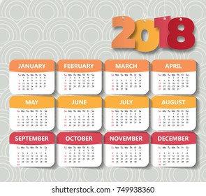 2018 Modern calendar template .Vector/illustration