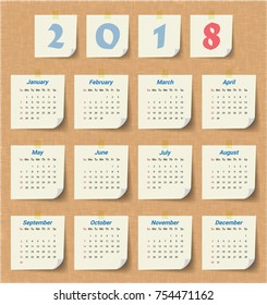 2018 Modern calendar template .Vector/illustration