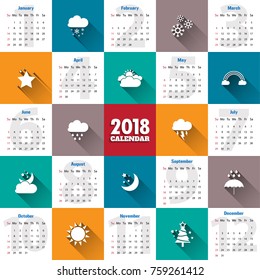 2018 Modern calendar template .Vector/illustration.
