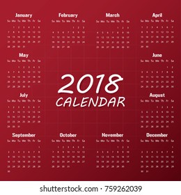 2018 Modern calendar template .Vector/illustration.