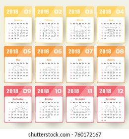 2018 Modern calendar template .Vector/illustration.