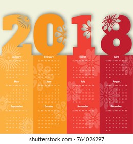 2018 Modern calendar template .Vector/illustration.