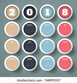 2018 Modern calendar template .Vector/illustration.