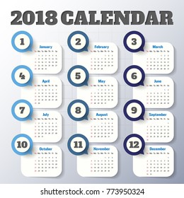 2018 Modern calendar template .Vector/illustration.
