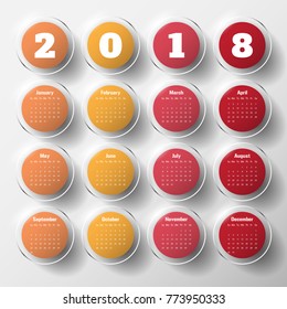 2018 Modern calendar template .Vector/illustration.