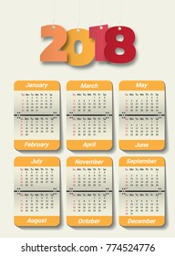 2018 Modern calendar template .Vector/illustration.