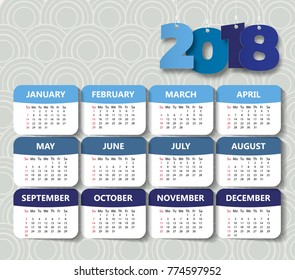 2018 Modern calendar template .Vector/illustration.