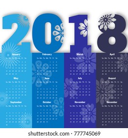 2018 Modern calendar template .Vector/illustration.