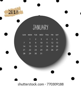 2018 month calendar. Vector illustration. Modern background. January.