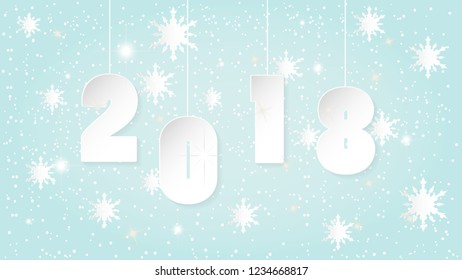 2018 New Year 3D background. Greeting card vector 