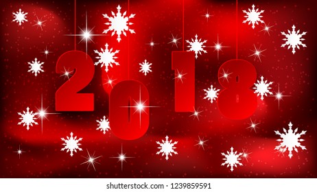 2018 New Year 3D background. Greeting card vector 