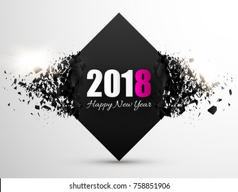 2018 New Year Abstract Background. Vector Banner with explosion effect.