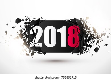 2018 New Year Abstract Background. Vector Banner with explosion effect.