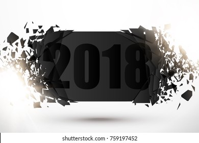 2018 New Year Abstract Background. Vector Banner with explosion effect.