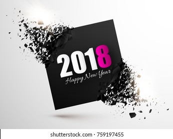 2018 New Year Abstract Background. Vector Banner with explosion effect.