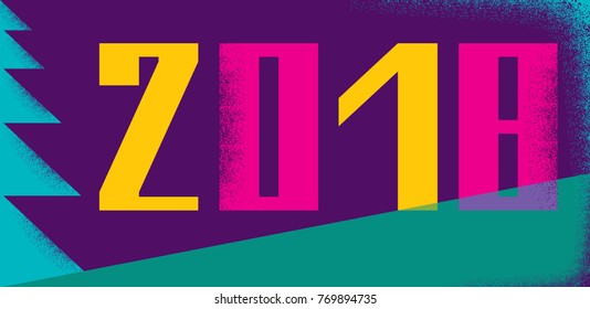 2018 New Year abstract poster template. Christmas tree from geometric shapes. Vector illustration of Xmas