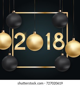 2018 New Year Background with Christmas Ball. Vector Illustration EPS10