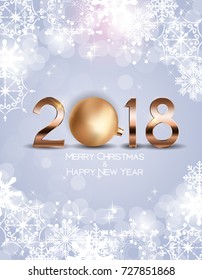 2018 New Year Background with Christmas Ball. Vector Illustration EPS10
