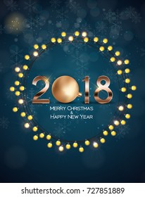 2018 New Year Background with Christmas Ball. Vector Illustration EPS10