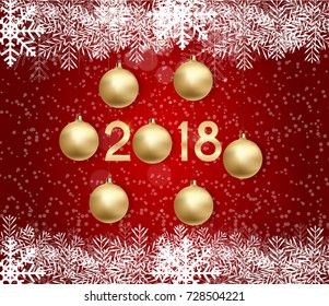 2018 New Year Background with Christmas Ball. Vector Illustration EPS10
