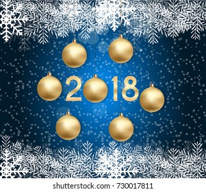 2018 New Year Background with Christmas Ball. Vector Illustration EPS10
