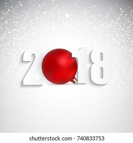 2018 New Year Background with Christmas Ball. Vector Illustration EPS10