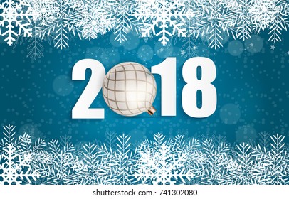 2018 New Year Background with Christmas Ball. Vector Illustration EPS10