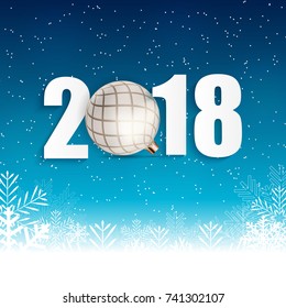 2018 New Year Background with Christmas Ball. Vector Illustration EPS10